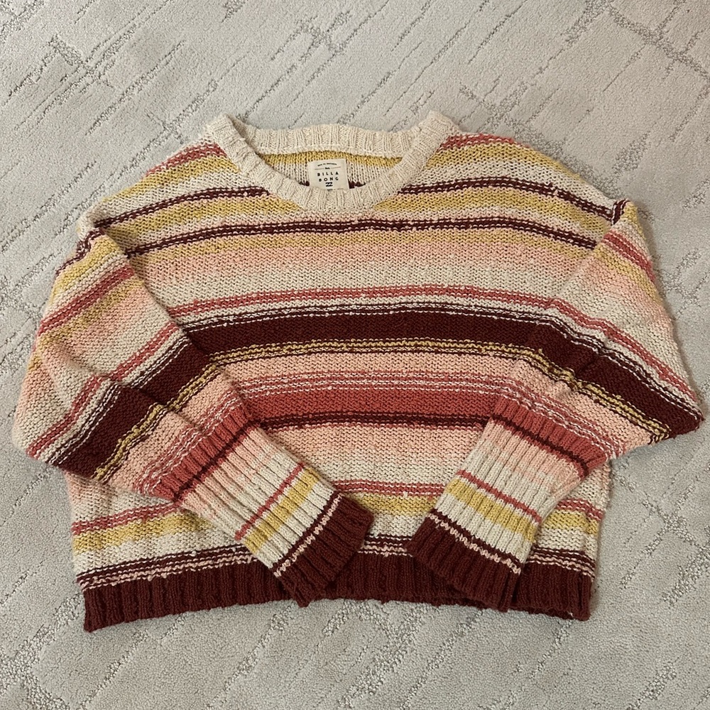Billabong Striped Sweater in Red, Pink, and Yellow